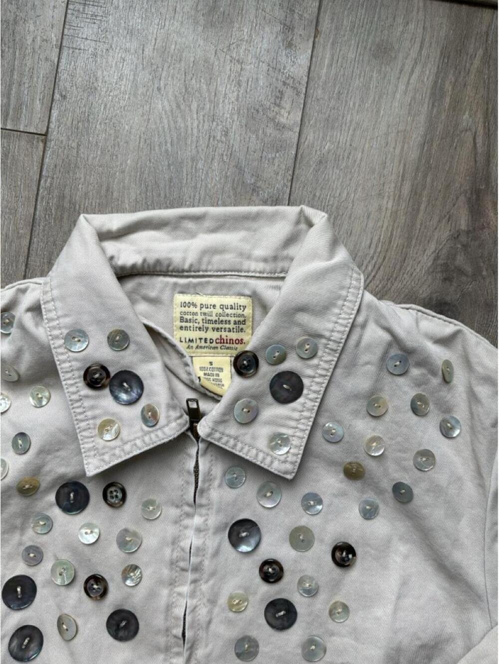 Limited Edition Chinos cream & tan jacket with hand sewn buttons